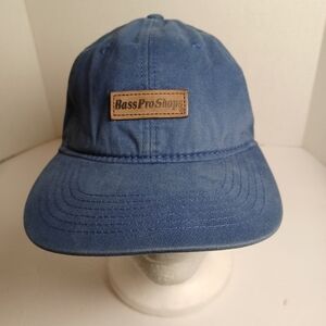 Bass Pro Shops Blue Cotton Baseball Cap with Leather Logo Patch